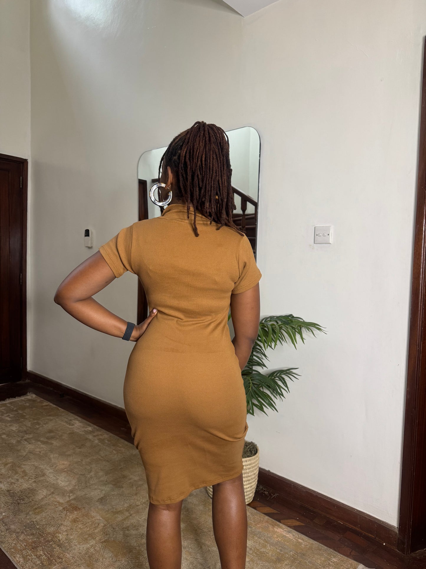 “Soft Launch" Ribbed Bodycon Midi- Cinnamon