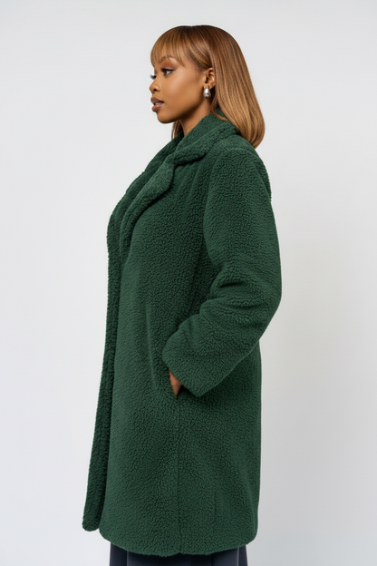 “Cover Girl” Teddy Coat- Emerald Green