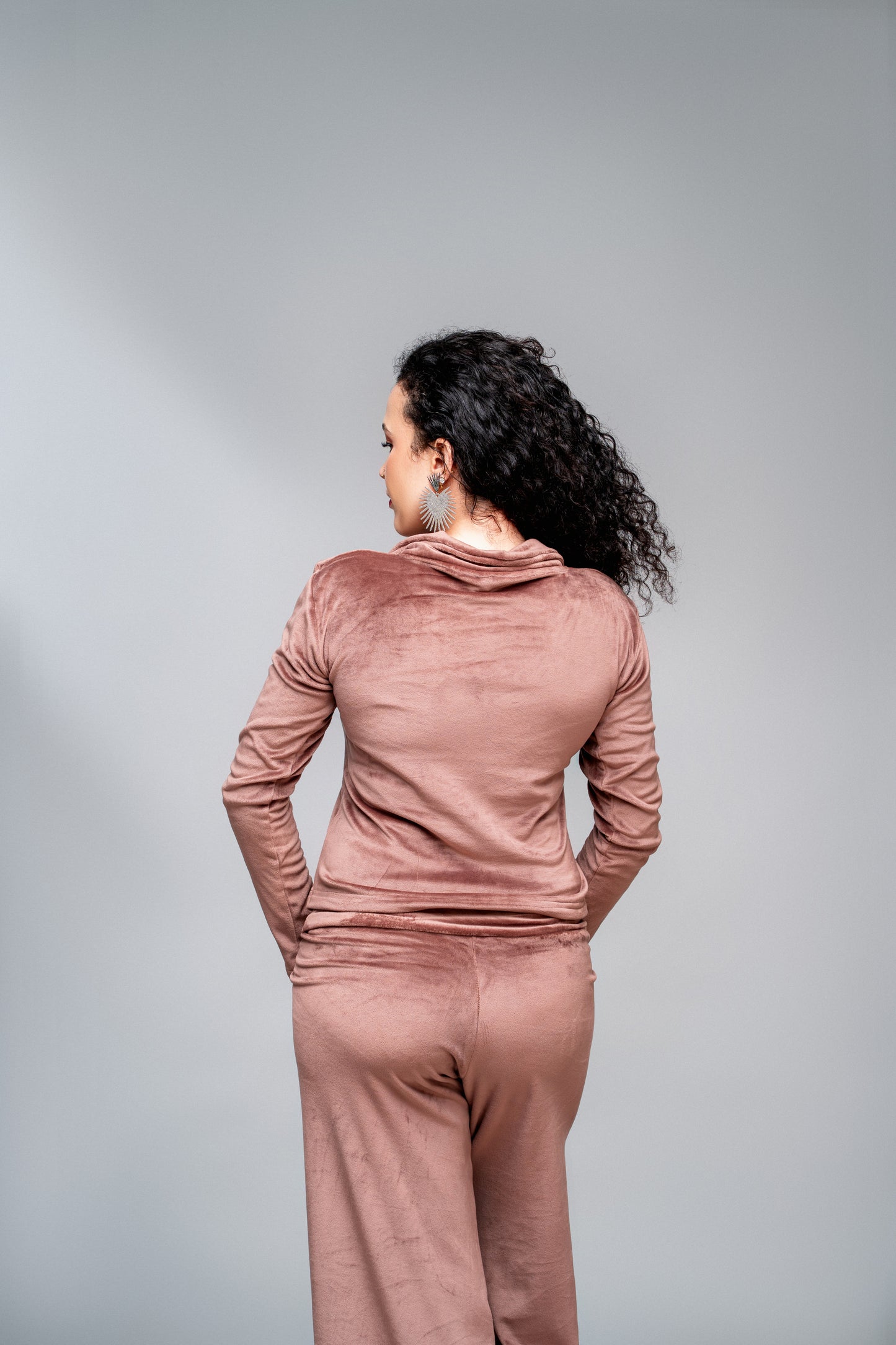 “Soccer Mom" Velvet Cardigan Set- Rose Gold