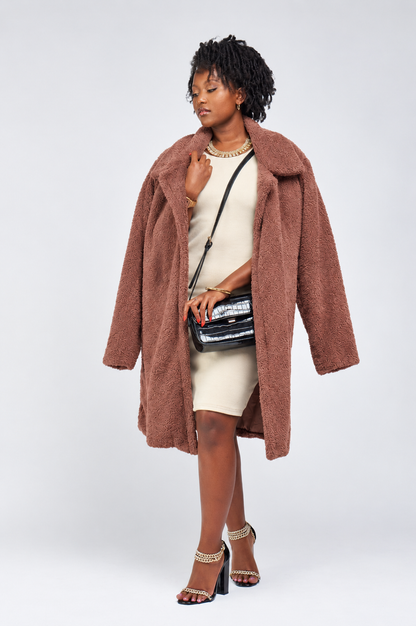 “Cover Girl” Teddy Coat- Terracotta