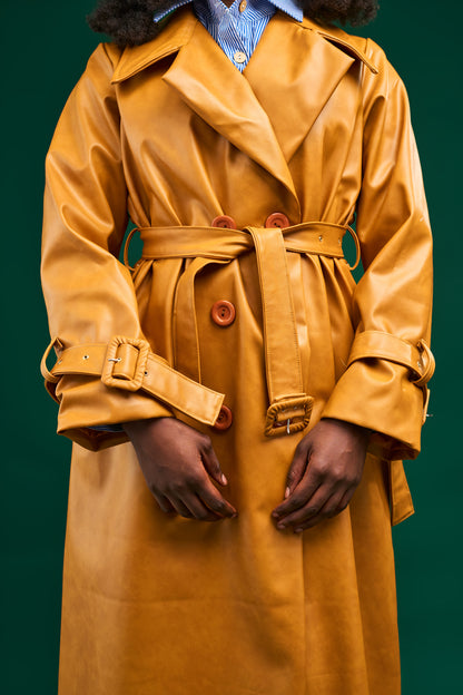 “Quiet Fire” Vegan Leather Trench Coat