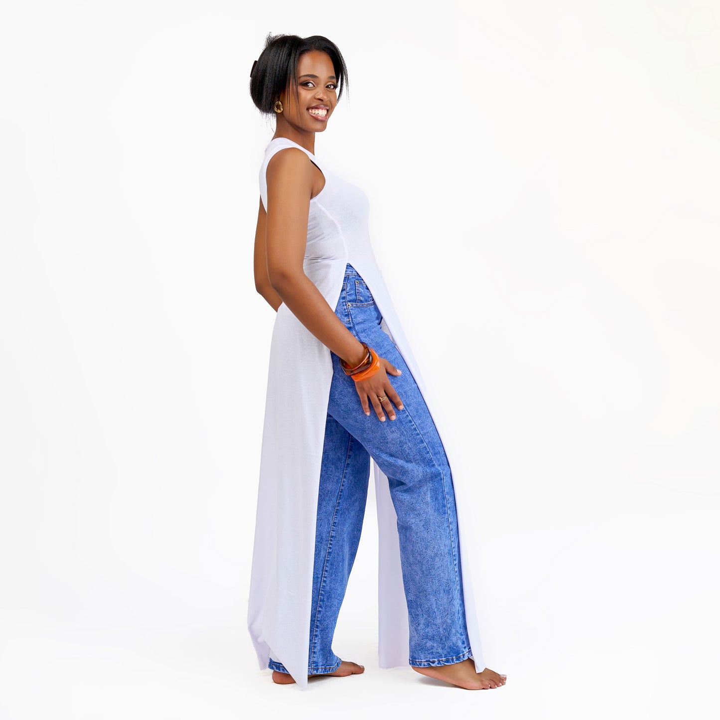 “Slit Happens” Vest Top- White