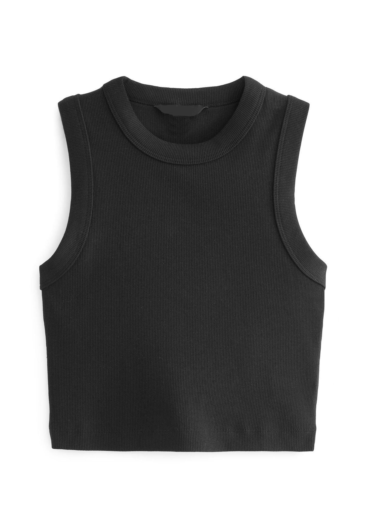 “Basic” Ribbed Crop Top- Charcoal Black