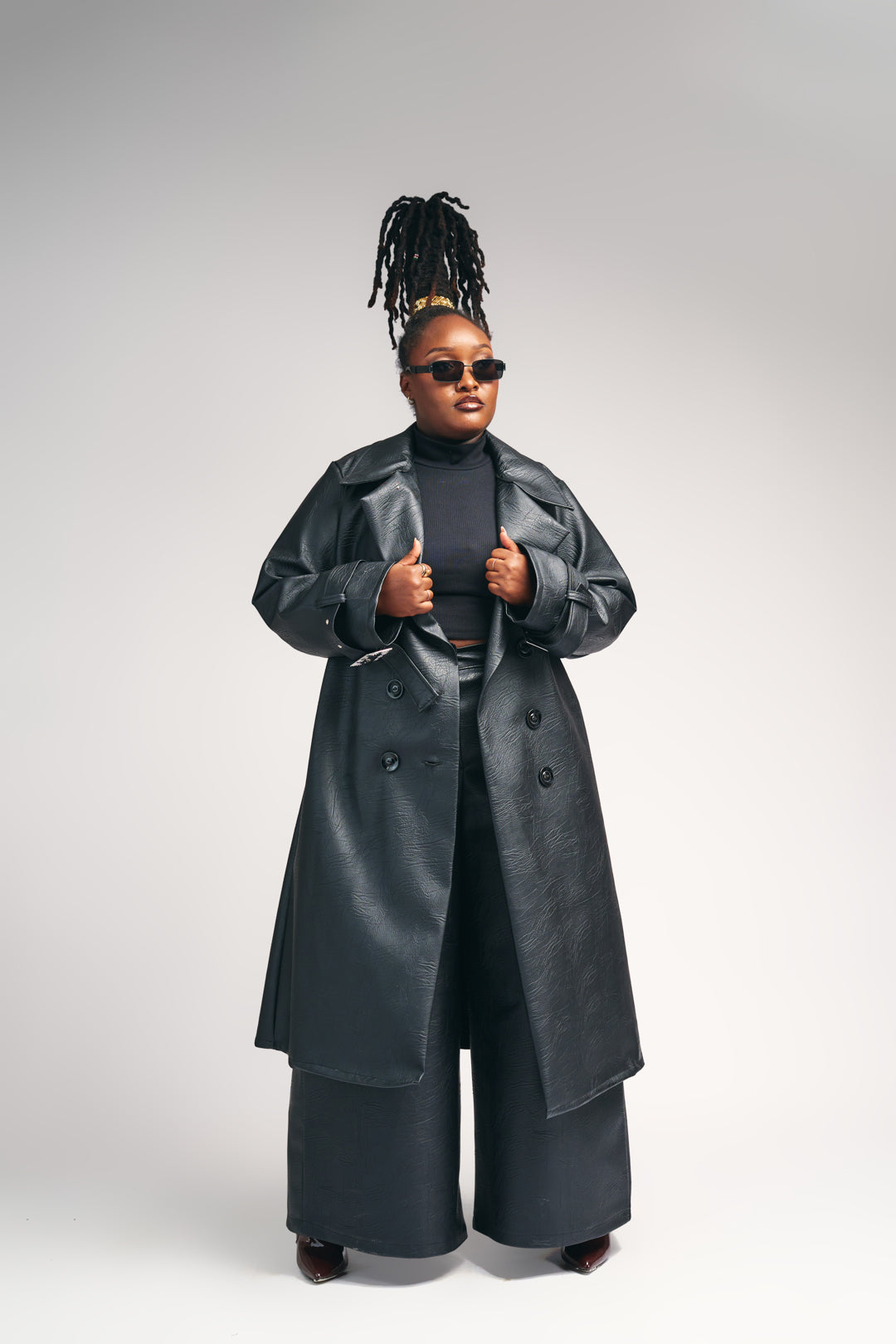 “Obsidian Affair” Vegan Trench Coat