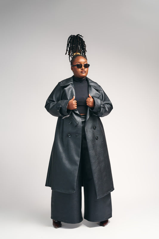 “Obsidian Affair” Vegan Trench Coat