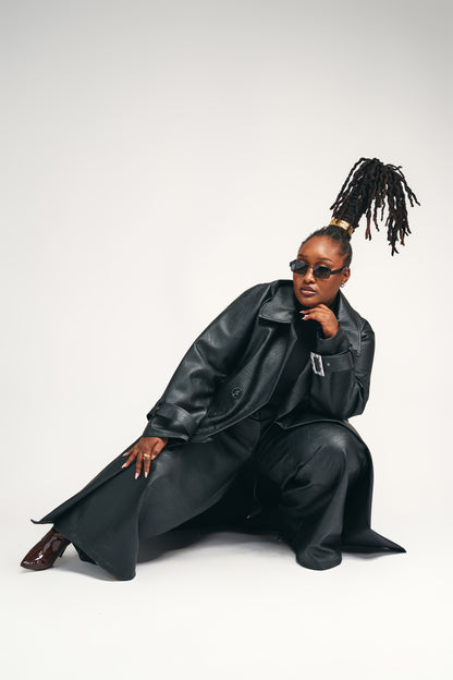 “Obsidian Affair” Vegan Trench Coat
