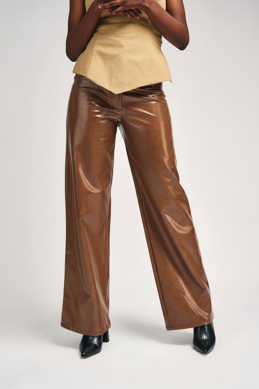 Mocha Affair Vegan Wide Leg Pants