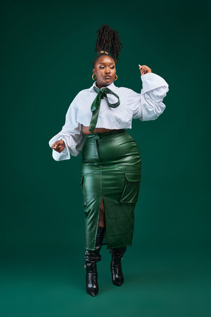 “Emerald Icon” Vegan Cargo  Skirt