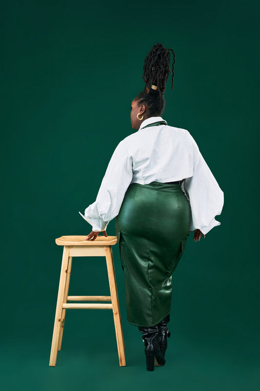 “Emerald Icon” Vegan Cargo  Skirt