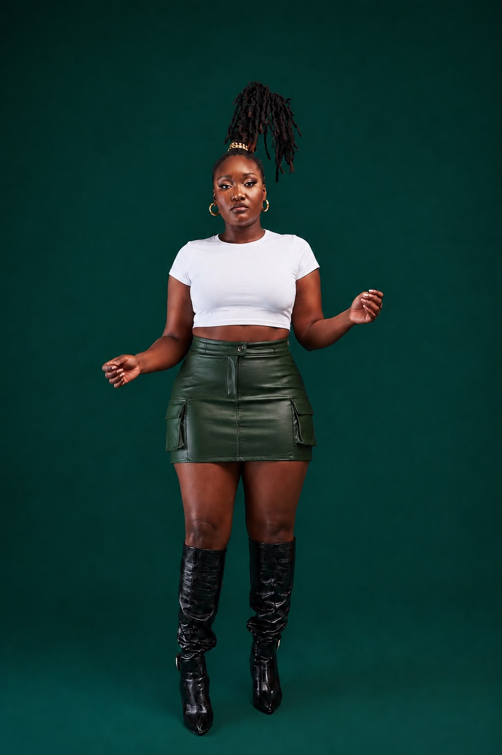 “Emerald Icon” Vegan Mini Cargo Skirt