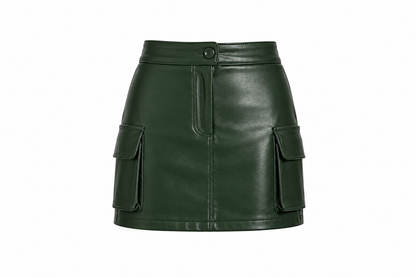 “Emerald Icon” Vegan Mini Cargo Skirt