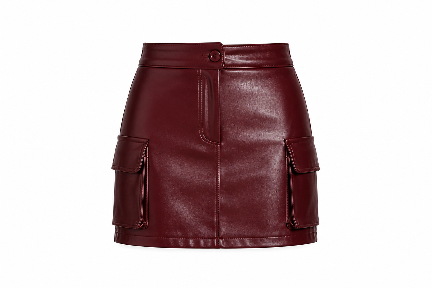 “Bordeaux Icon” Vegan Mini Cargo Skirt