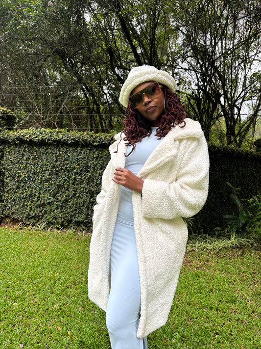 “Cover Girl” Teddy Coat- Pearly White