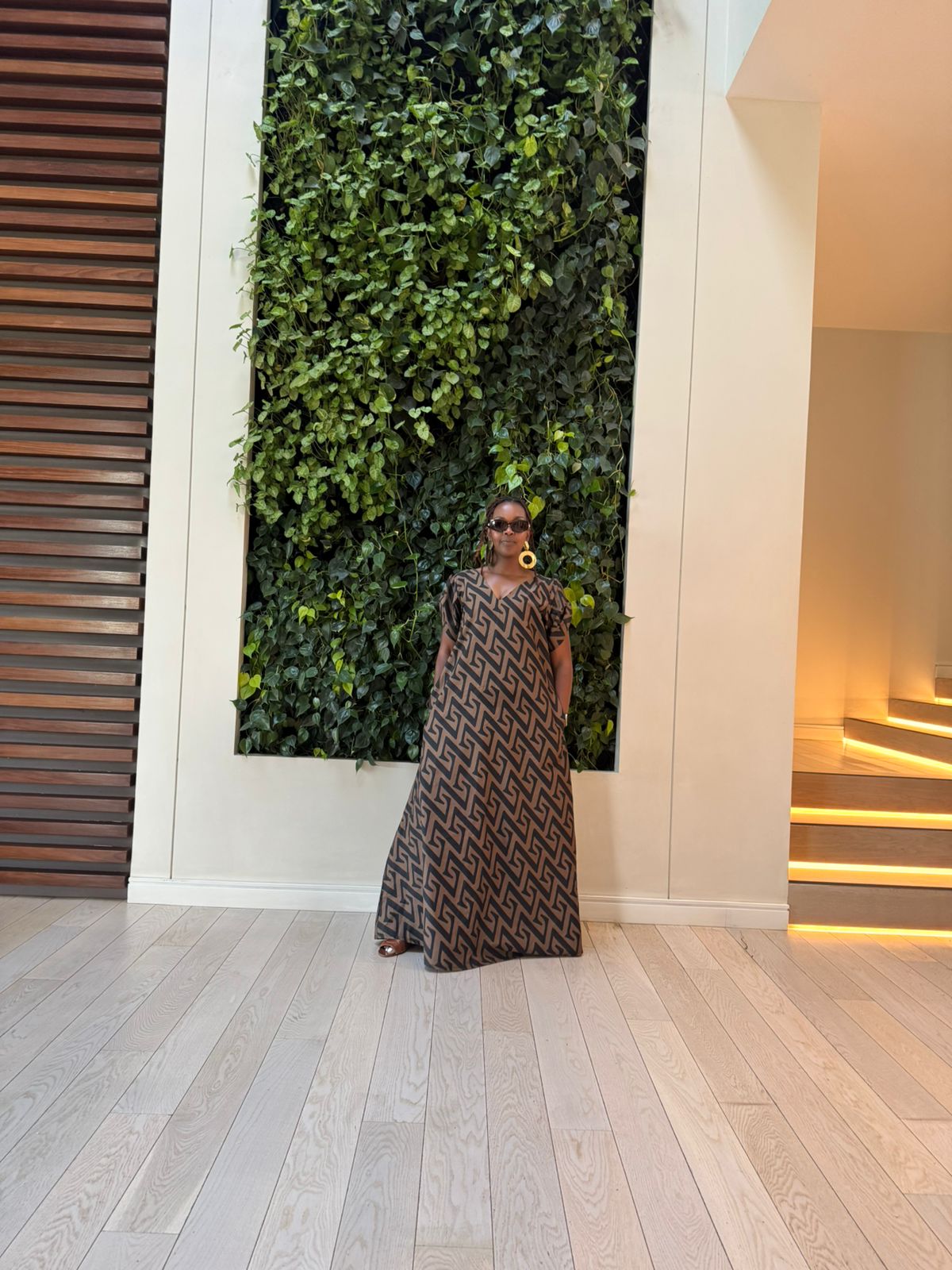 "Vacation ready"Printed Maxi Dress Black & Brown - Big Print