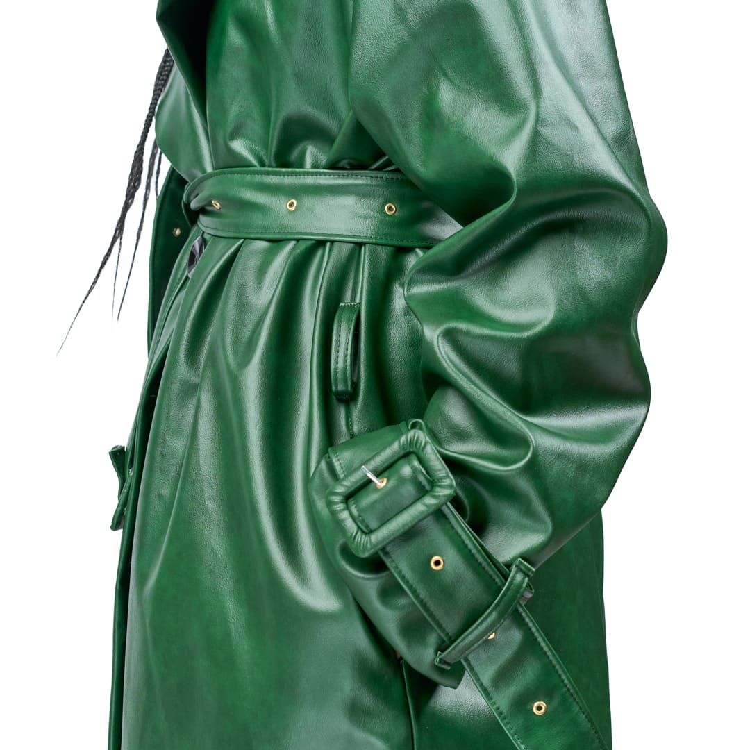 “Forest after Dark” Vegan Leather Trench Coat
