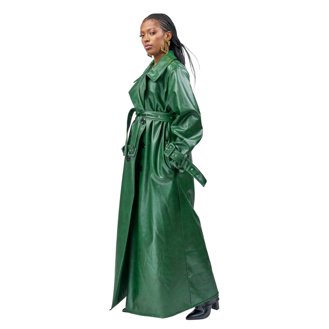 “Forest after Dark” Vegan Leather Trench Coat