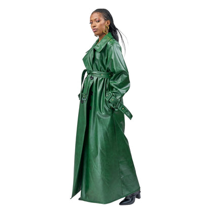 “Forest after Dark” Vegan Leather Trench Coat