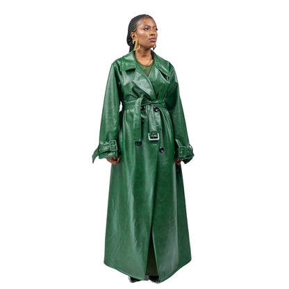 “Forest after Dark” Vegan Leather Trench Coat