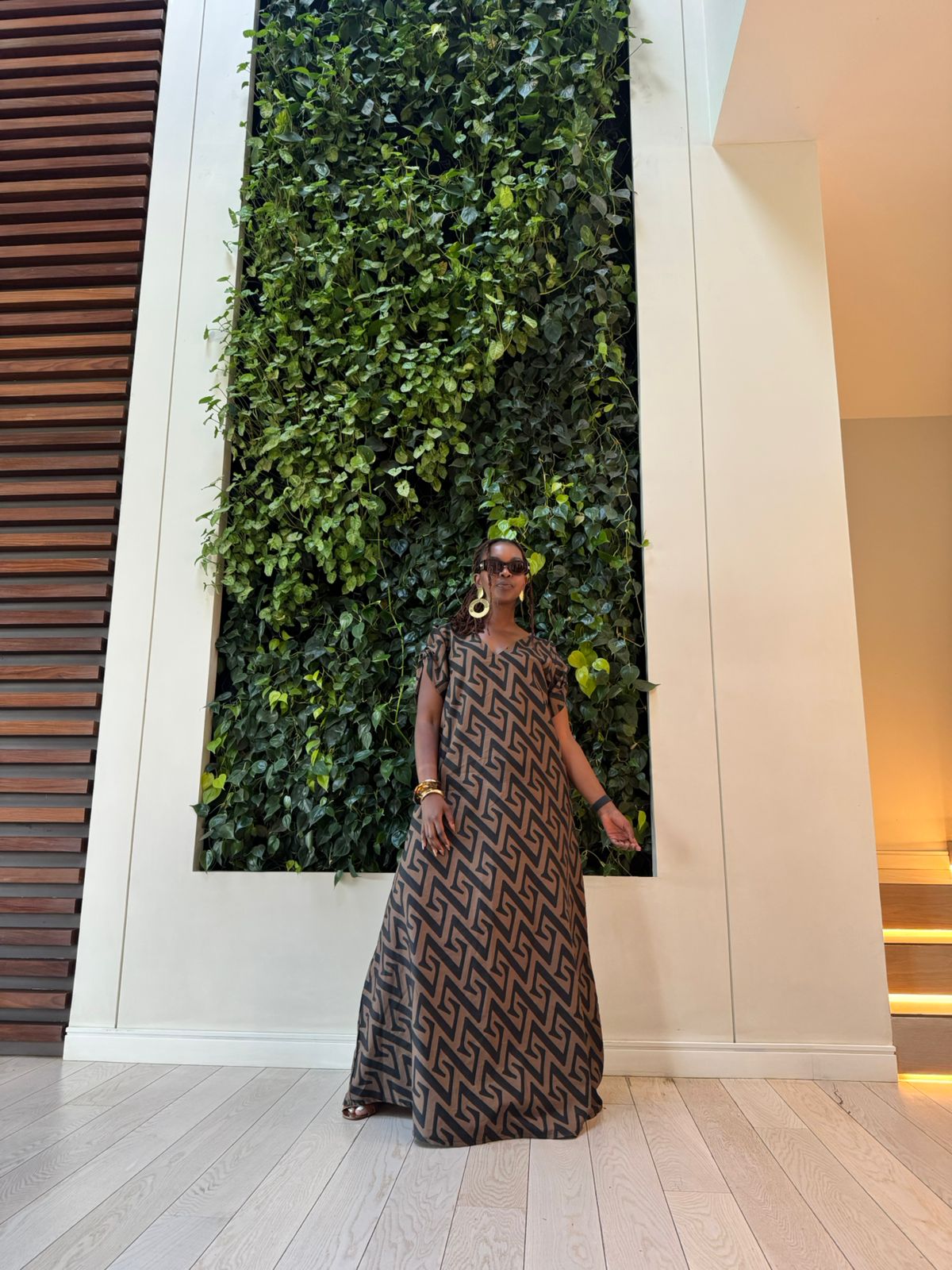 "Vacation ready"Printed Maxi Dress Black & Brown - Big Print