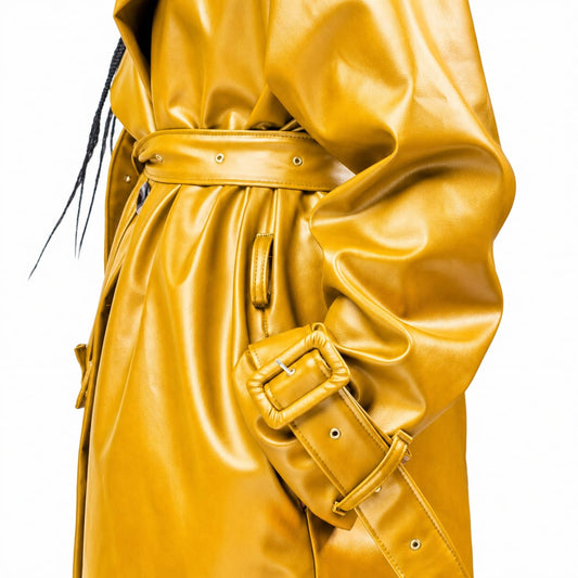 “Quiet Fire” Vegan Leather Trench Coat