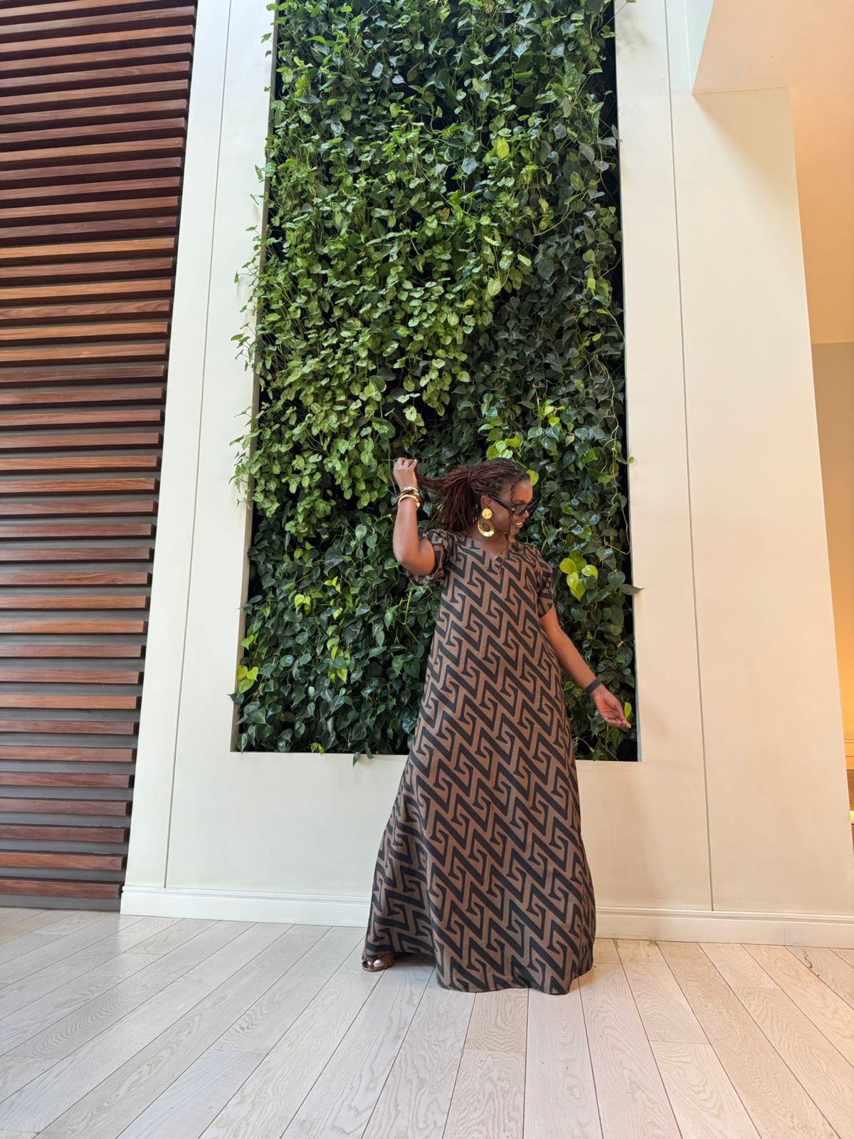 "Vacation ready"Printed Maxi Dress Black & Brown - Big Print