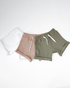 "Butter Cup" Ribbed Short Set- Soft Brown