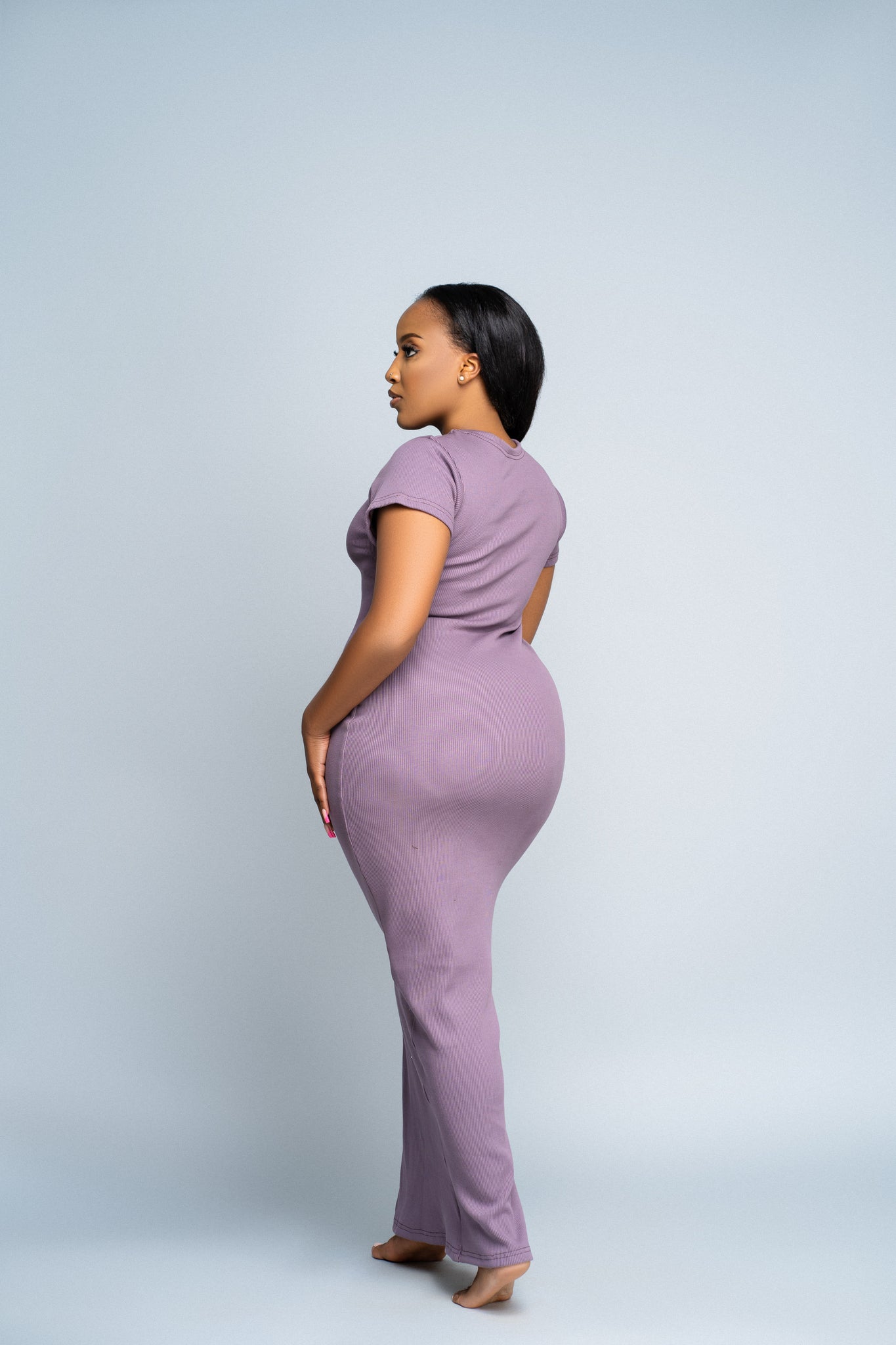 "Sweet Pea" Bodycon Ribbed Dress- Lilac