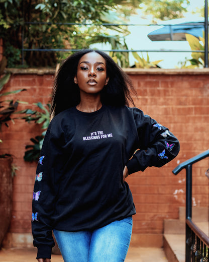 "It's the Blessings For Me" Long Sleeve Crewneck Sweatshirt