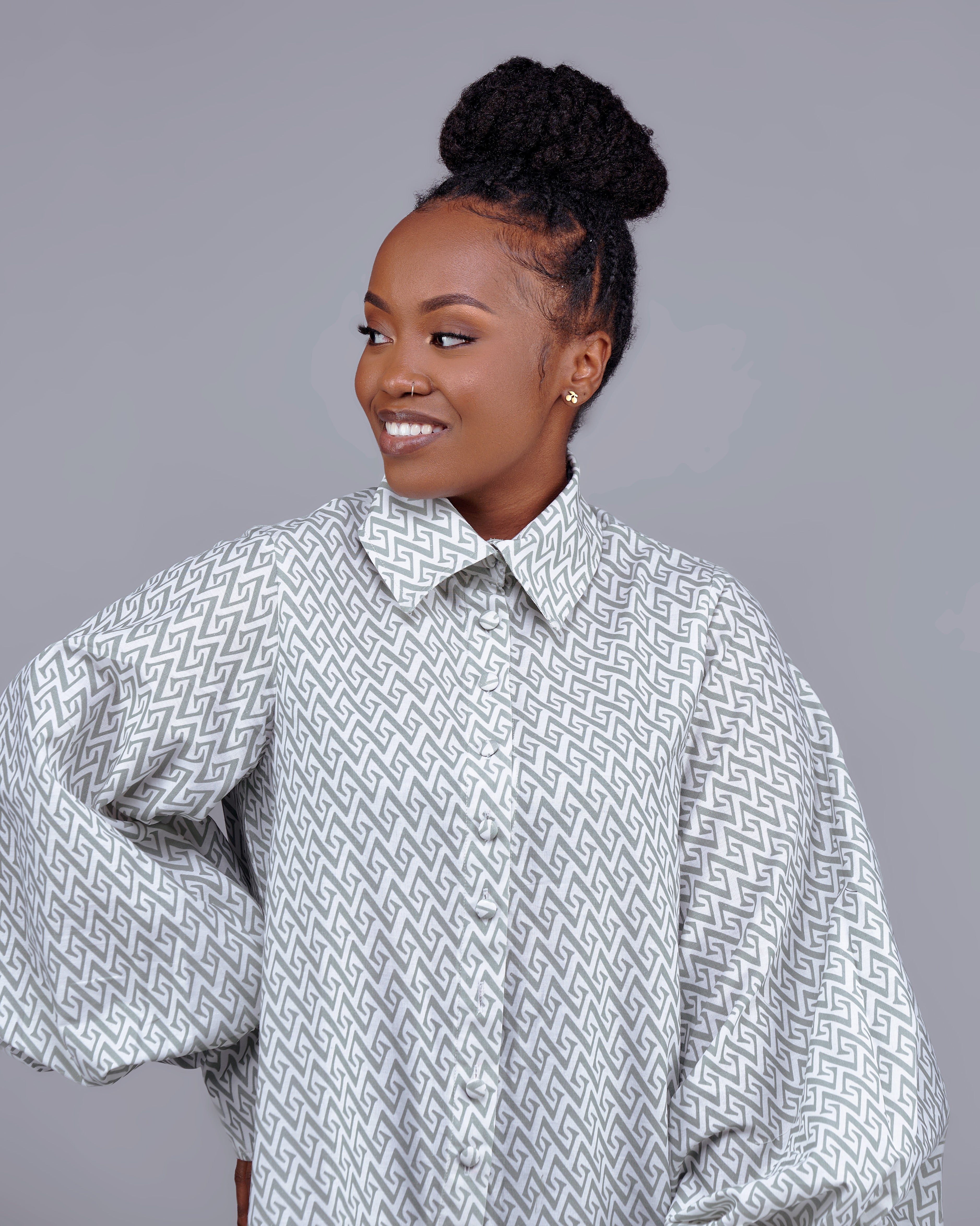 "Eco Chic" A line Shirt Dress- Print