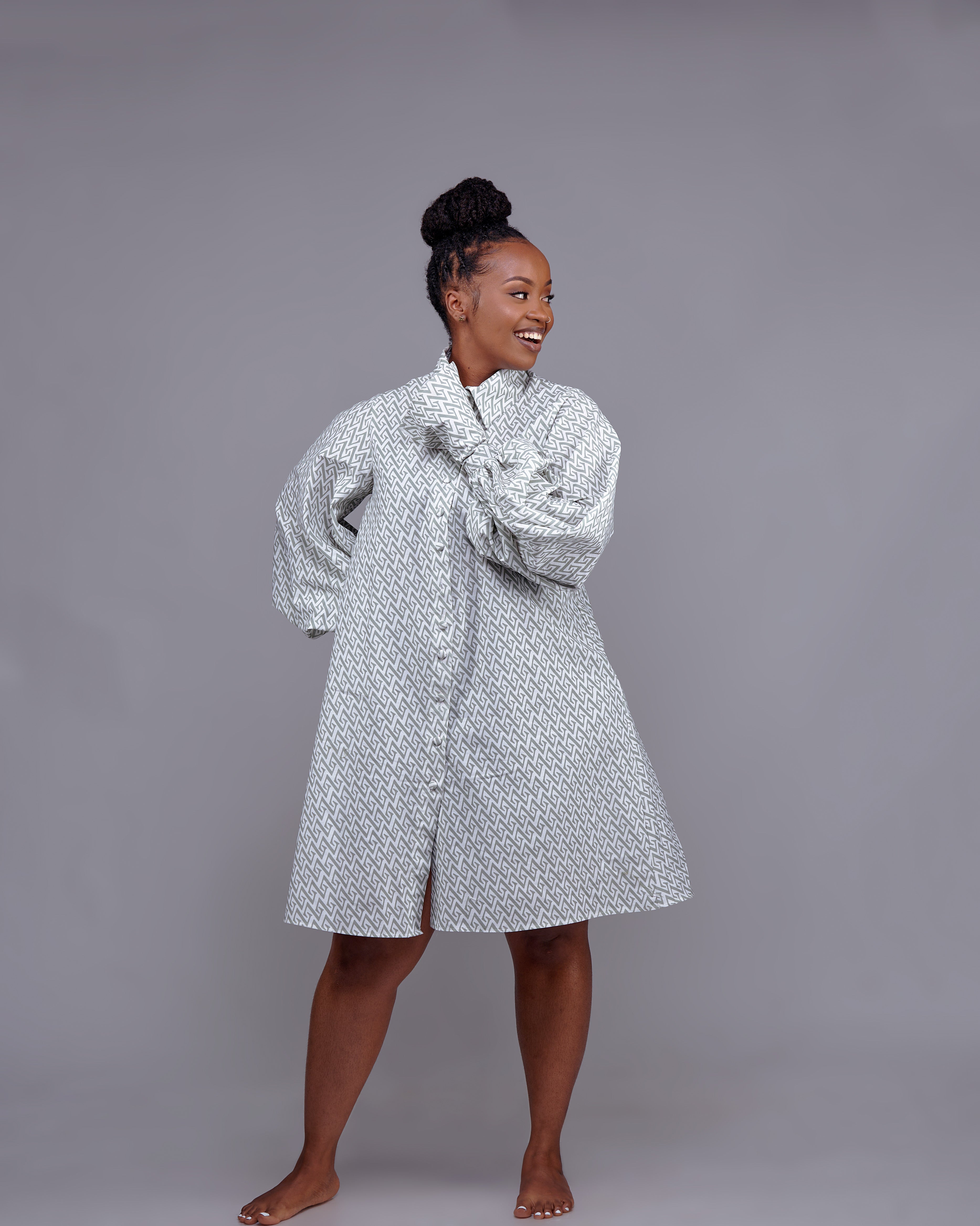 "Eco Chic" A line Shirt Dress- Print