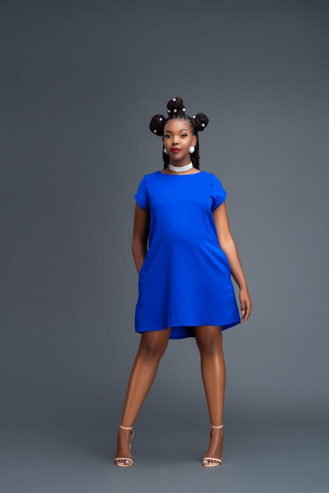 "Capricorn" Simple Blue Shift Dress