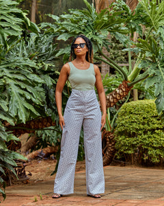 “Lotus" Print Wide Leg Pants