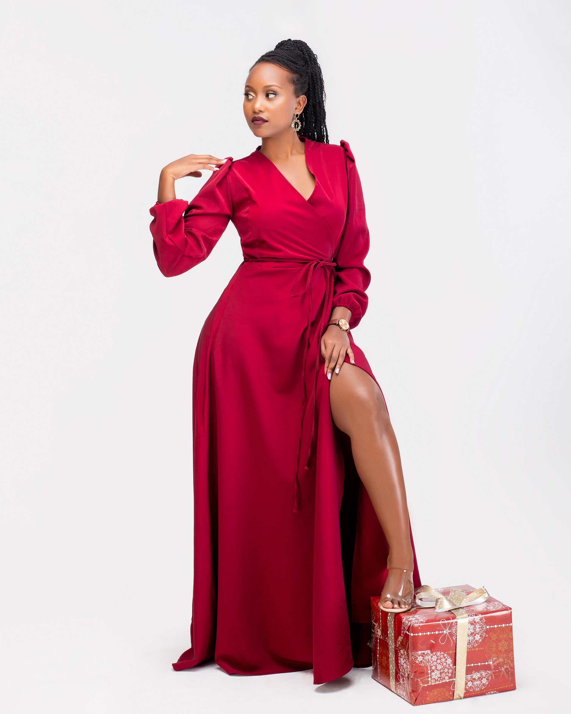 Santana wrap dress-Burgundy – Zia Africa