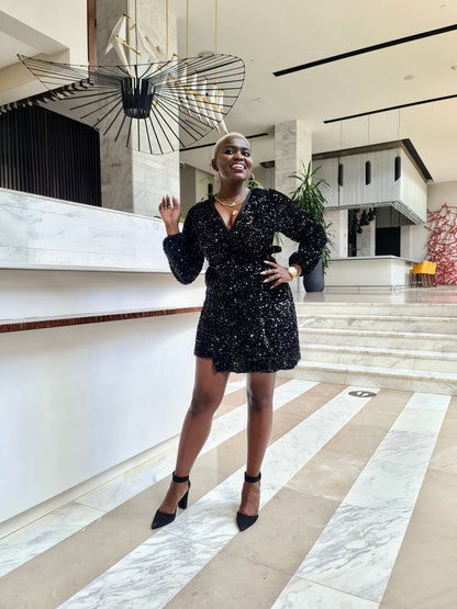 “Made for you" Sequin Wrap Dress