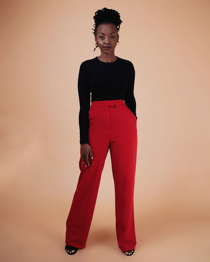 "Girl Boss" Red Wide Leg Pants