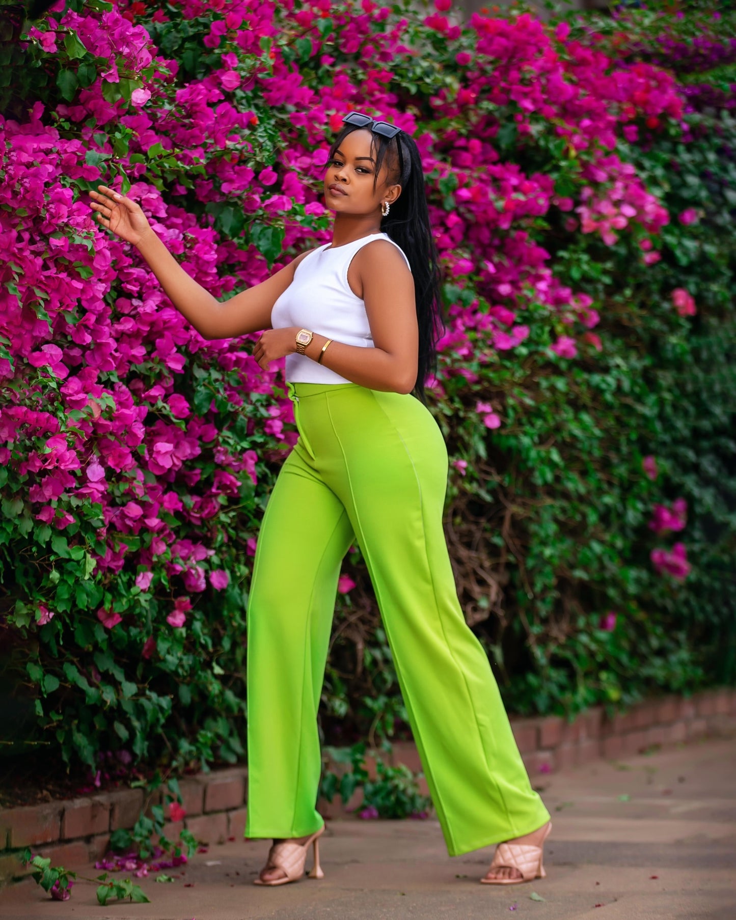 “Something Retro" Wide Leg pants- Lime Green