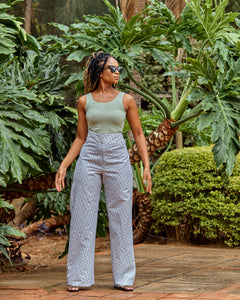 “Lotus" Print Wide Leg Pants