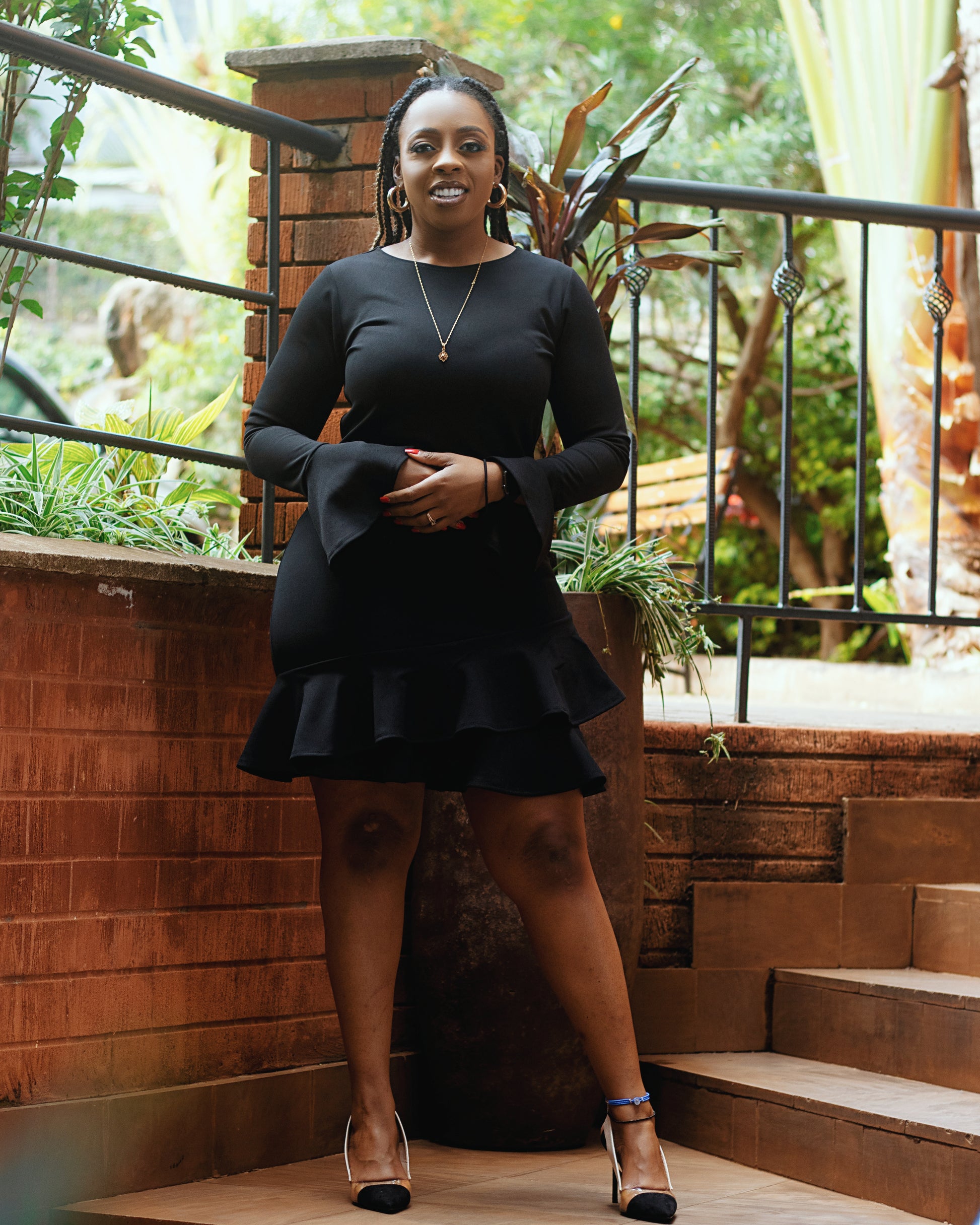 Hatari" - Black Dress with Frills Zia Africa Hatari" - Black Dress with Frills Zia Africa