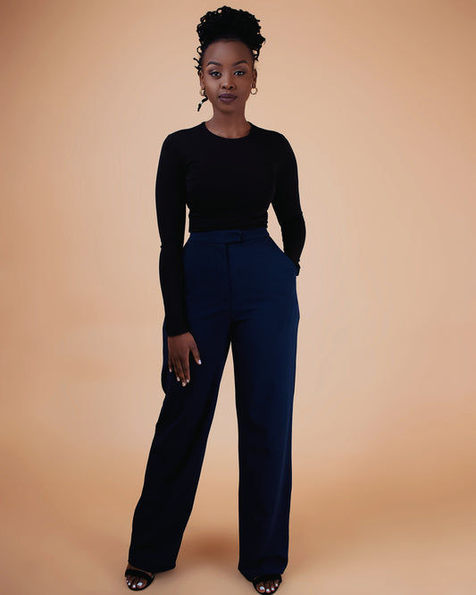 “Girl Boss" Wide Leg Pants Navy