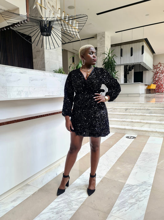 “Made for you" Sequin Wrap Dress